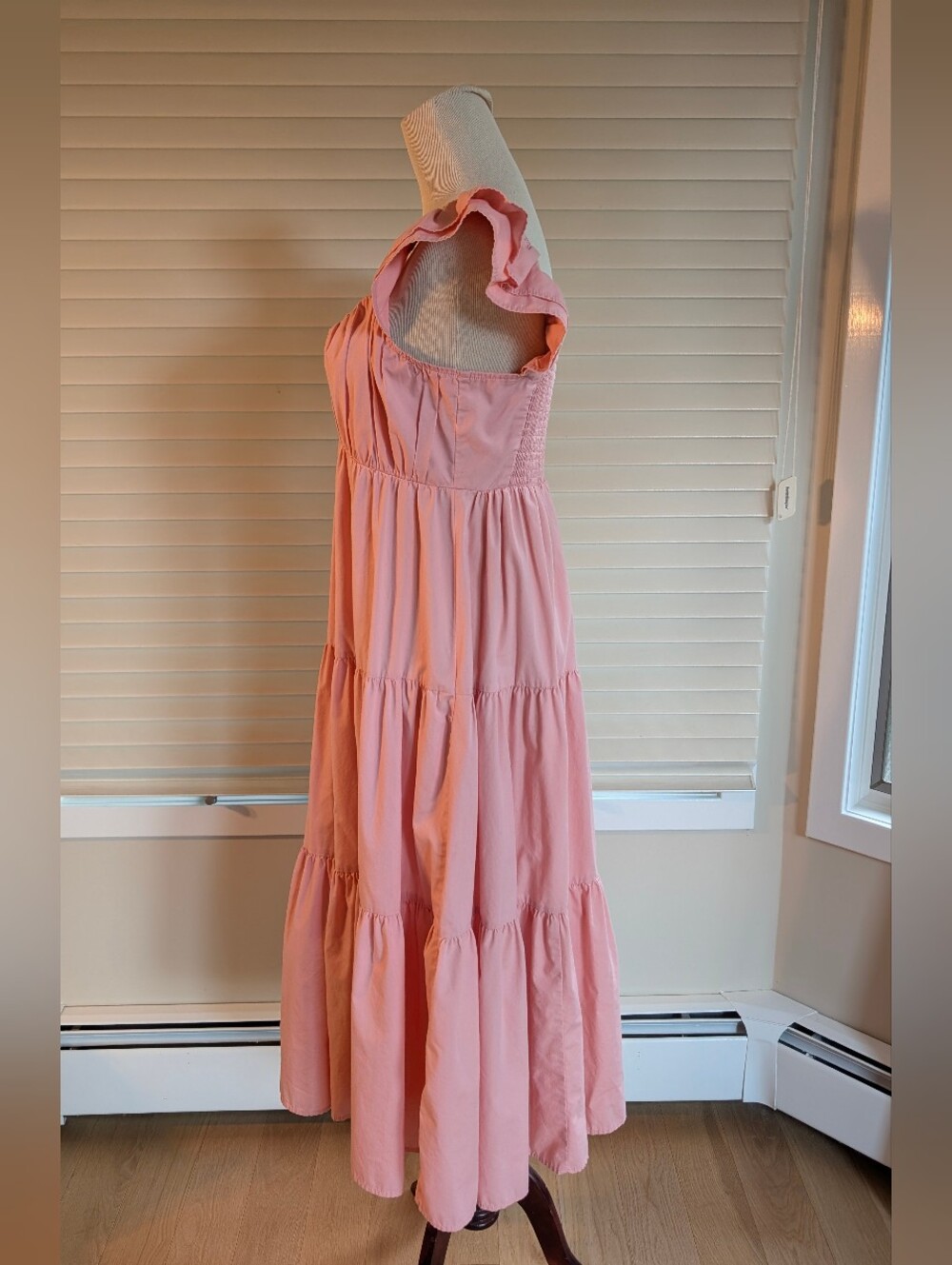 Abercrombie & Fitch Pink Ruffle Sleeve Poplin MidaxiDress Sz M - Picture 4 of 10
